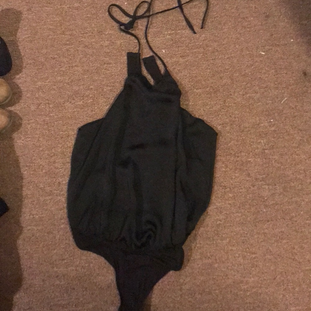 Black silk body suit